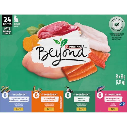 Beyond Grain Free Natural Wet Cat Food, Pate Variety Pack 4 Flavours - 85 g Can (24 Pack)
