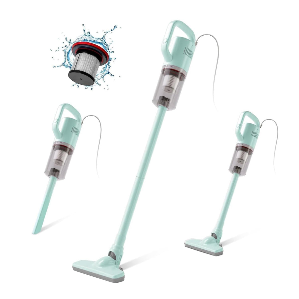 KEROMEE Corded Stick Vacuum Cleaner, 14kpa Powerful Suction Handheld Vacuum Cleaner with Crevice Tool, Small Vacuum Cleaner for Hardwood Floor Pet Hair Staircases Sofa Window