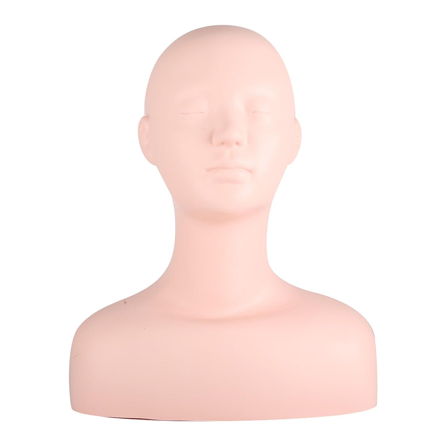 Lwuey Multi Function Makeup Practice Model, Esthetics Soft Mannequin Head with Shoulders Massage Wig Hat Display Silicone PVC Skin Texture Convenient Suitable for Salons Cosmetology School Students