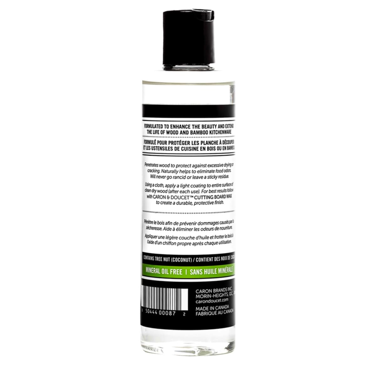 Caron & Doucet - Cutting Board & Butcher Block Conditioning & Finishing Oil | 100% Coconut Derived & Vegan, Best for Wood & Bamboo Conditioning & Sealing | Does NOT Contain Mineral Oil!