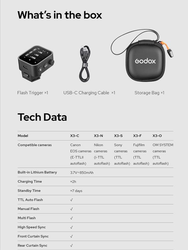 Godox X3S X3 S X3-S TTL Wireless Flash Trigger for Sony Camera, OLED Touchscreen Flash Transmitter,Built-in Lithium Battery Support Quick Charge(Godox Xpro-S/XProII-S Upgrade Version)