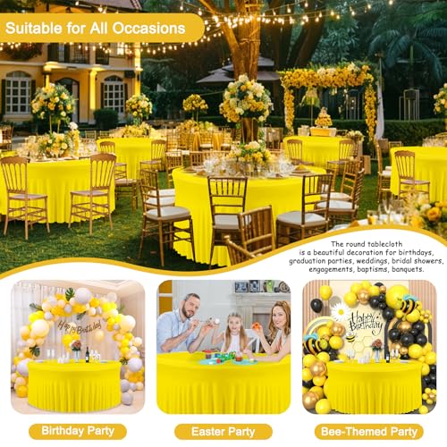 4 Pack Yellow Round Tablecloth, Fitted Tablecloths for 6 FT Circle Table, Polyester Fabric Yellow Table Cloth Round Tables for Wedding Photography Party Professional Events Graduation Ceremonies
