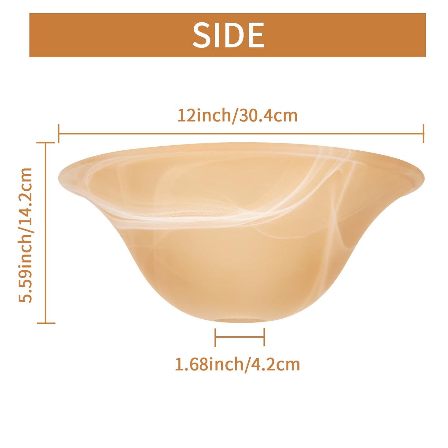 lianheng Glass Bowl Shade Replacement for Torchiere Floor Lamp, Standing Lamp Replacement Shade with E26 Socket Compatible, Amber Glass Bowl Lampshade for Living Room Lamp (E26 Socket Not Include)