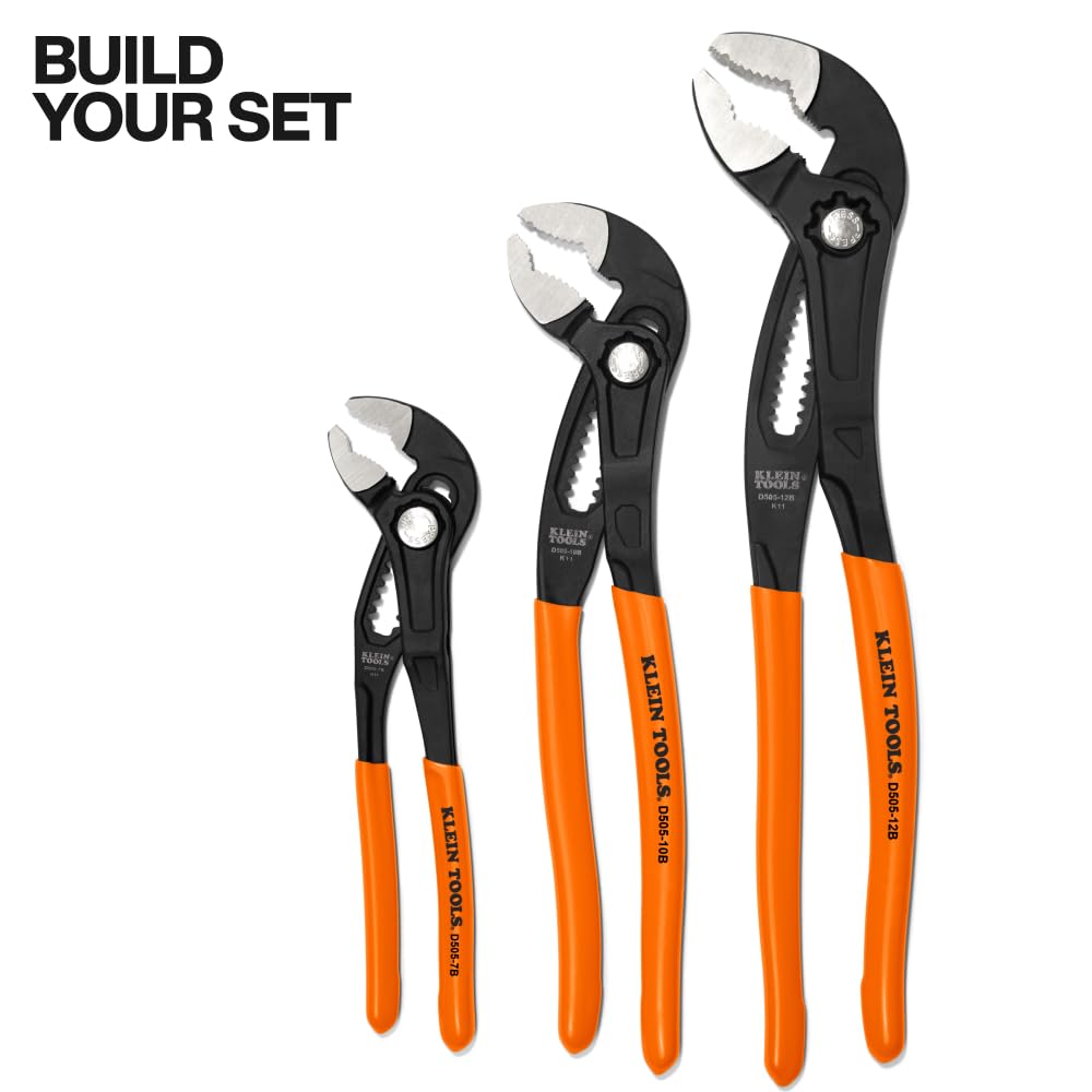 Klein Tools D50512B Pump Pliers, Klaw Quick-Adjust, Curved Jaw, Hardened Teeth for Maximum Torque, 12-Inch