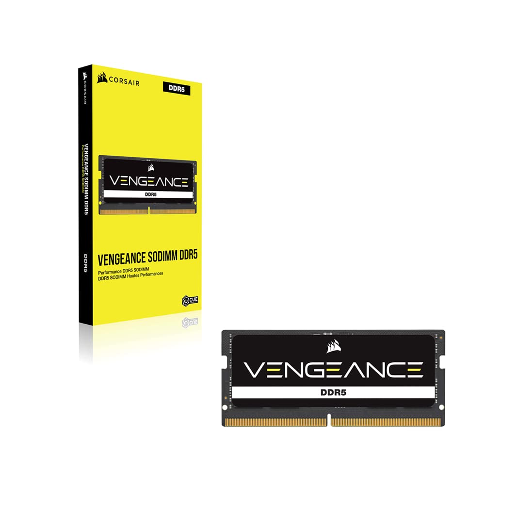 CORSAIR Vengeance SODIMM DDR5 RAM 32GB (1x32GB) 5600MHz CL48 Intel XMP iCUE Compatible Computer Memory - Black (CMSX32GX5M1A5600C48)
