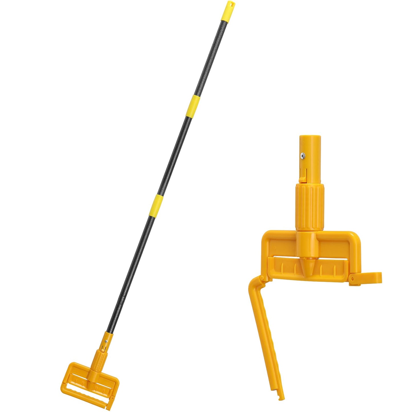 FLY HAWK Mop Handle Commercial Heavy Duty, 60 inch Metal Commercial Mop Stick,Side Gate Mop Head Replacement Holder for Floor Cleaning,Clamp Mop Handles Quick Change for Wet Mop