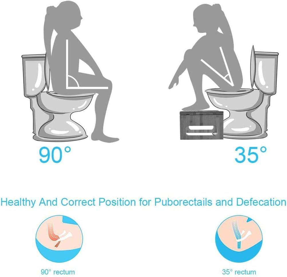 Natural Wood Poop Stool,7 Inches Adjustable Heights Collapsible Bathroom Stool，with 2 Packs Anti-Slip Strip,Suitable for Adults, Elderly,A Great Gift for Family