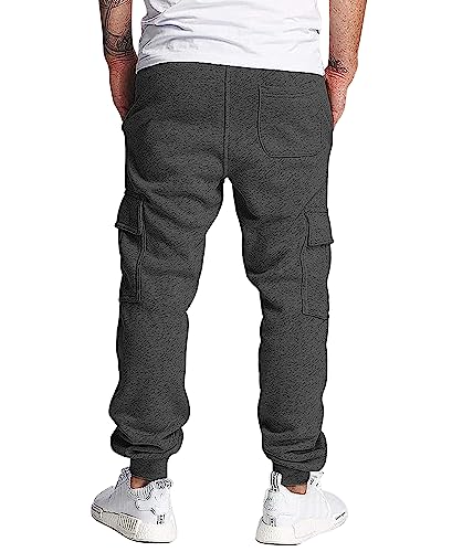 Southpole Men's Active Basic Jogger Fleece Cargo Pants, Heather Charcoal, Medium