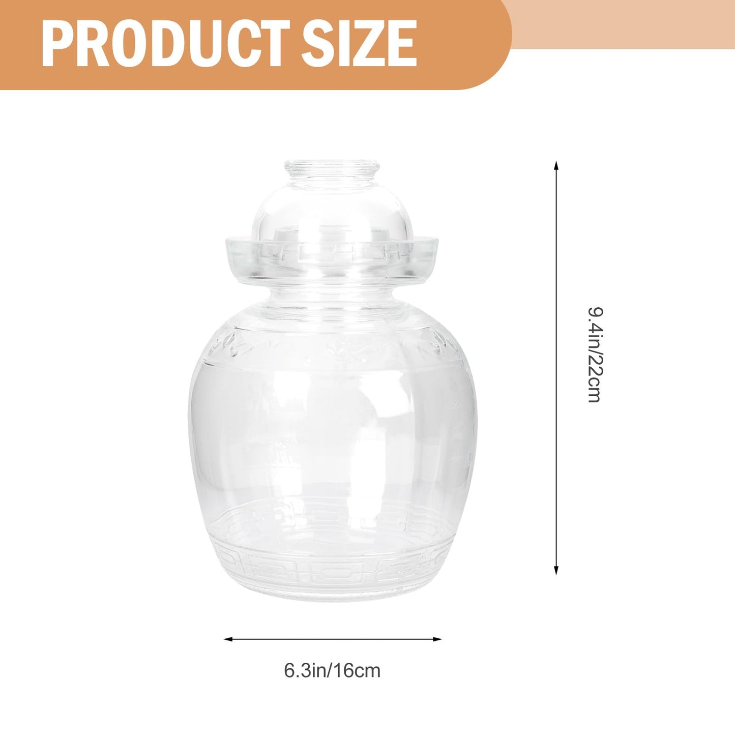 YARNOW Transparent Glass Fermenting Jar - 88 Oz Chinese Pickle Jar with Water Seal Airlock Lid for Home Use, Ideal for Kimchi, Sauerkraut, and Preserves