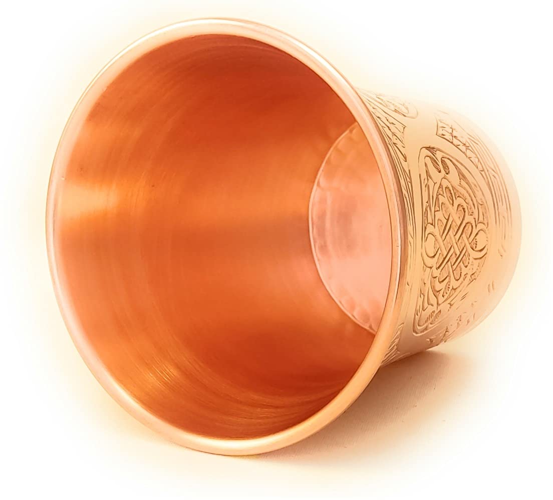 DEDE Copper - CC Series (15 oz) - Handcrafted Super Heavy Weight Drinking Cups or Serving Cold Beverages and Cocktail Mugs, Handmade Unlined Uncoated Pure Solid Copper Tumblers (Engraved)