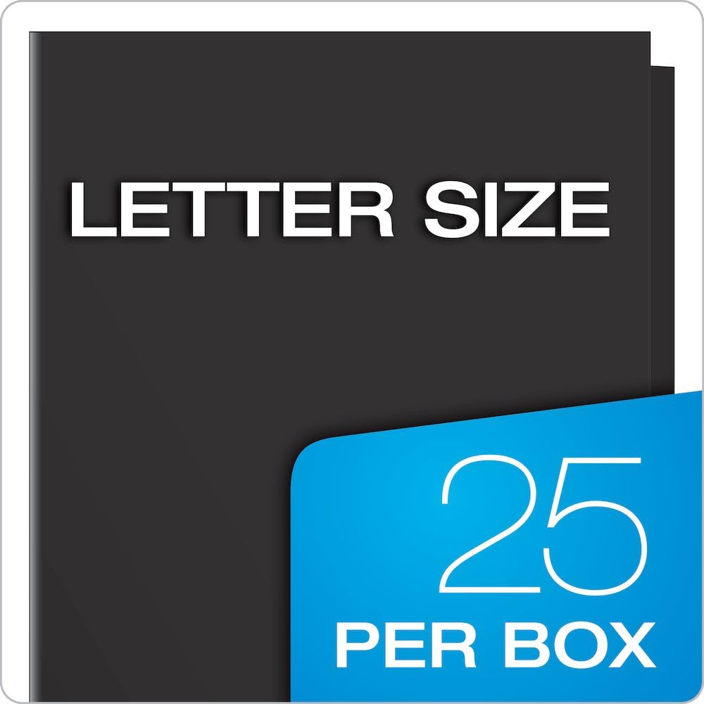 Oxford Folders, Laminated Twin Pocket, High-Gloss Black, Letter Size, 100-Sheet Capacity, 25-Pack, Business Card Holder, Sleek Finish for Professional or School Organization