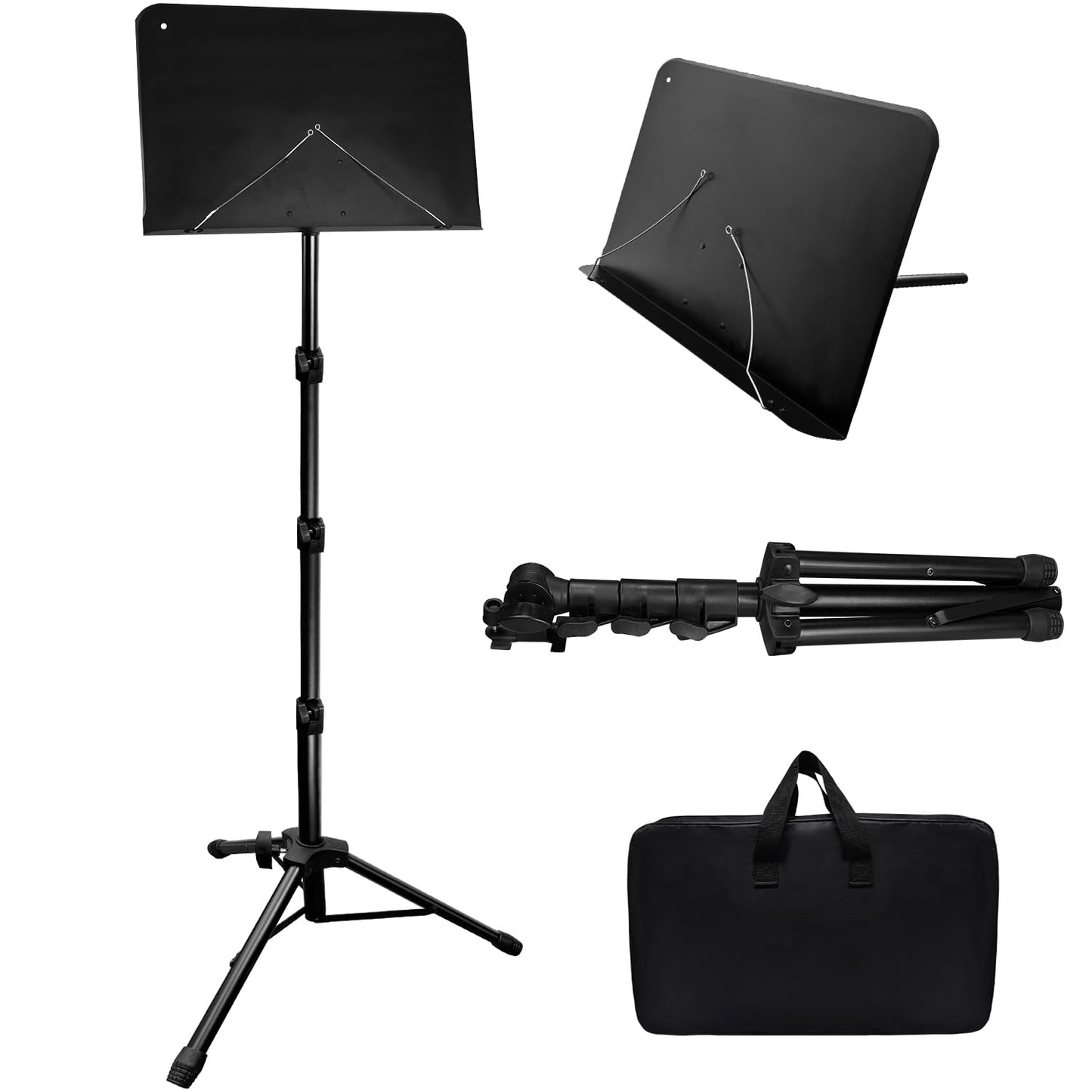 HOLANHING 70IN Sheet Music Stand, Tall Music Stand for Sheet Music Height- Adjustable Music Sheet Stand with Carrying Bag for Guitar, Violin, Ukulele (33-70IN-B)