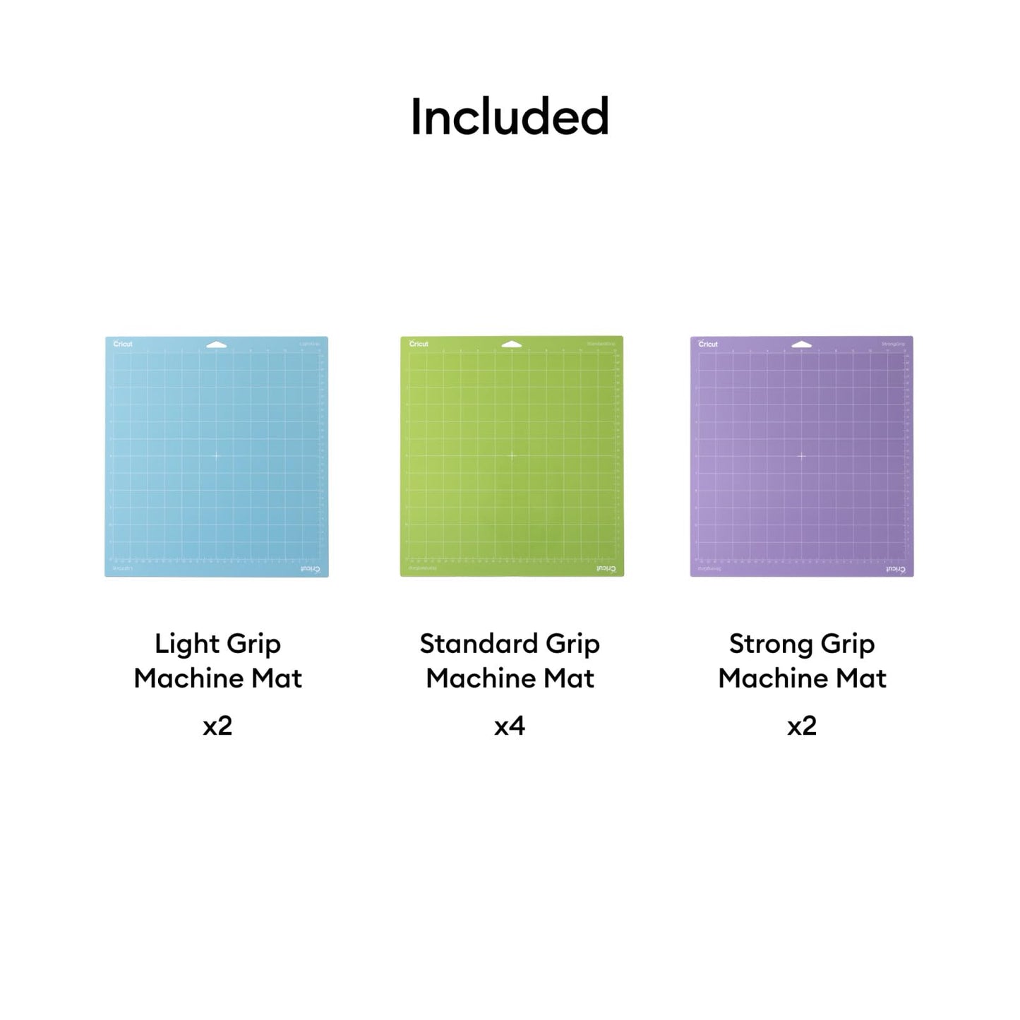 Cricut Mat Variety Pack (8 Count, 12in x 12in) - for Explore & Maker Machines - Includes 4 StandardGrip, 2 LightGrip, 2 StrongGrip