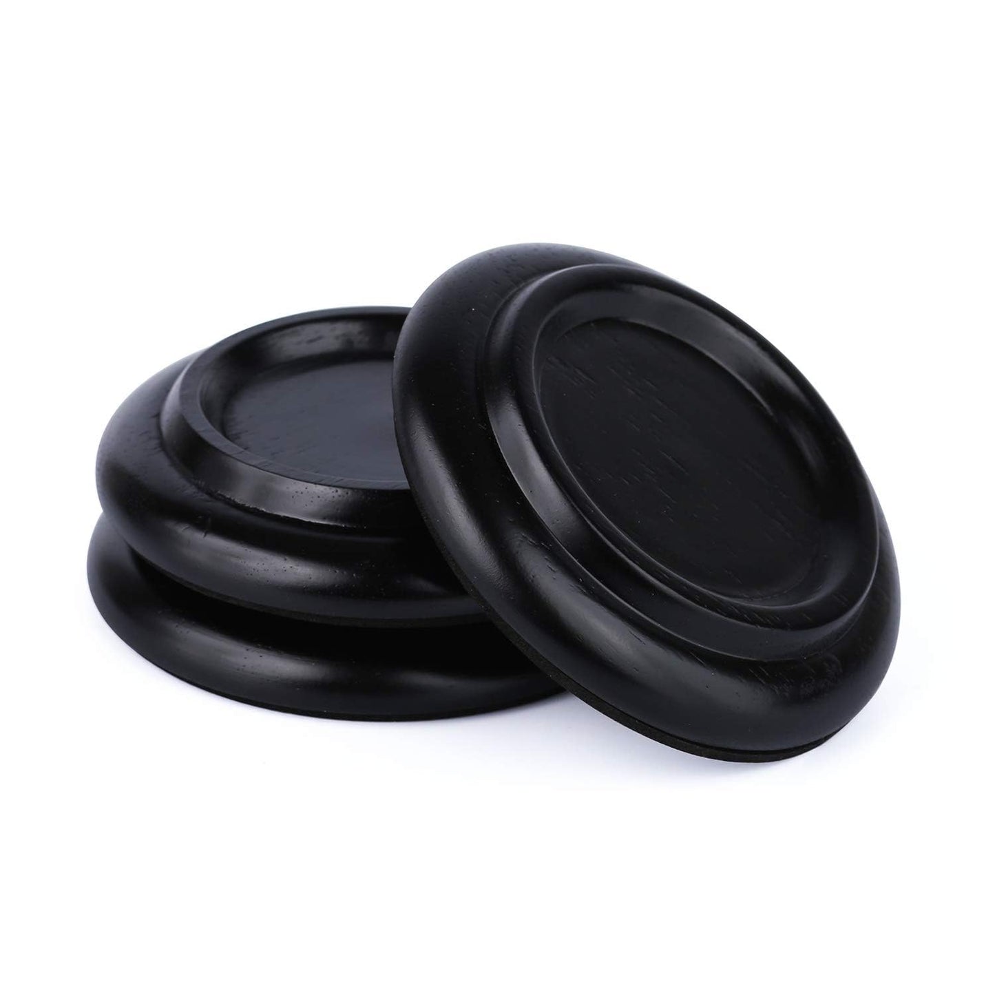 FameFame Solid Wood Piano Caster Piano Leg Floor Protectors, 3-Pack Grand Piano Caster Cups with Non-Slip & Anti-Noise Foam (Black)