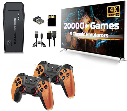 2025 Retro Game Console, Game Stick with Built-in 20000+ Games, 4K HD Output Retro Game Stick Dual 2.4G Controllers for TV, PC, Projector, Monitor