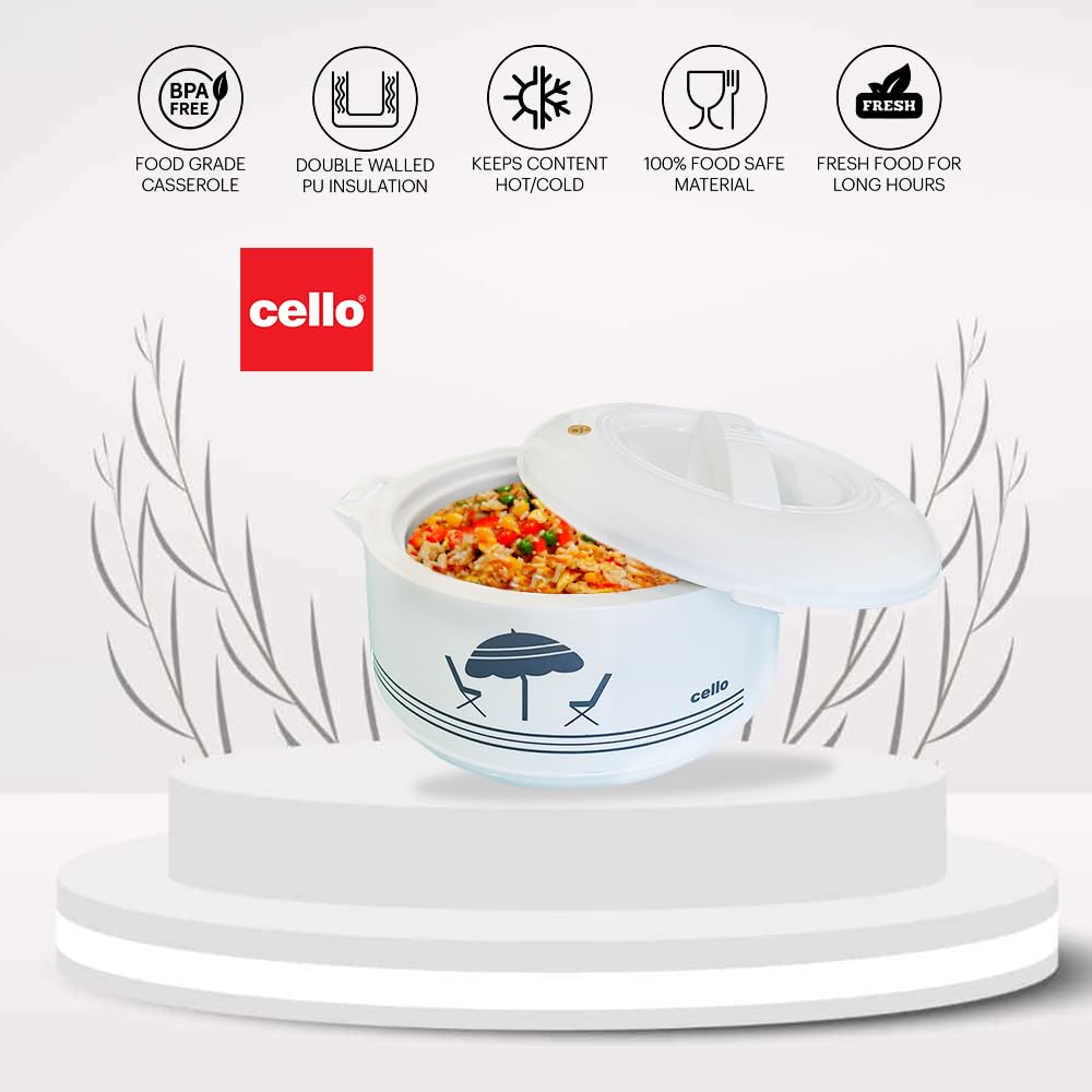 Cello Chef Deluxe Insulated Hot Pot Casserole 2500, White