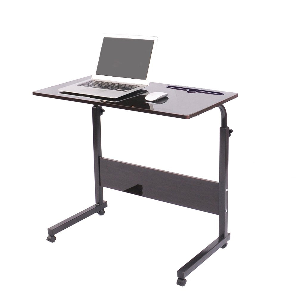 DlandHome Mobile Side Table 31.4 inches with Tablet Slot and Wheels Adjustable Movable Portable Laptop Computer Stand for Bed Sofa, Black 05#3-80B