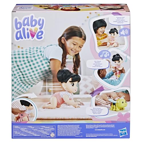 Baby Alive Crawl 'n Play Katie Kat Electronic Crawling Baby Doll Set, Black Hair, Kids Toys for Girls & Boys 3 Years & Up, 10.75 Inches/27 cm