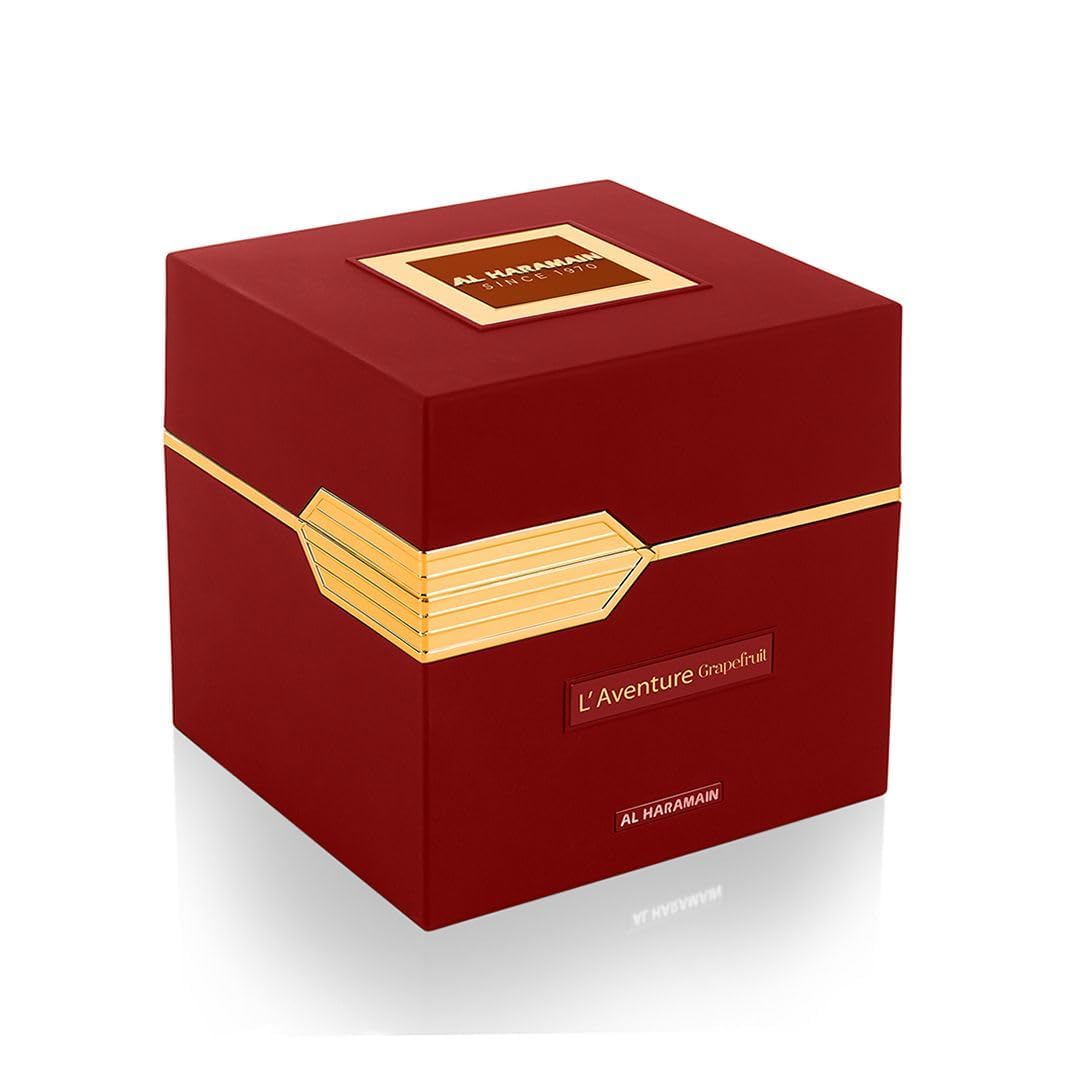 Al Haramain LAventure Grapefruit Red for Unisex - Arabian Perfume for Women and Men - Floral Fruity Fragrance - Arabic Long Lasting Perfume - Eau De Parfum Spray - 3.33 oz EDP Spray