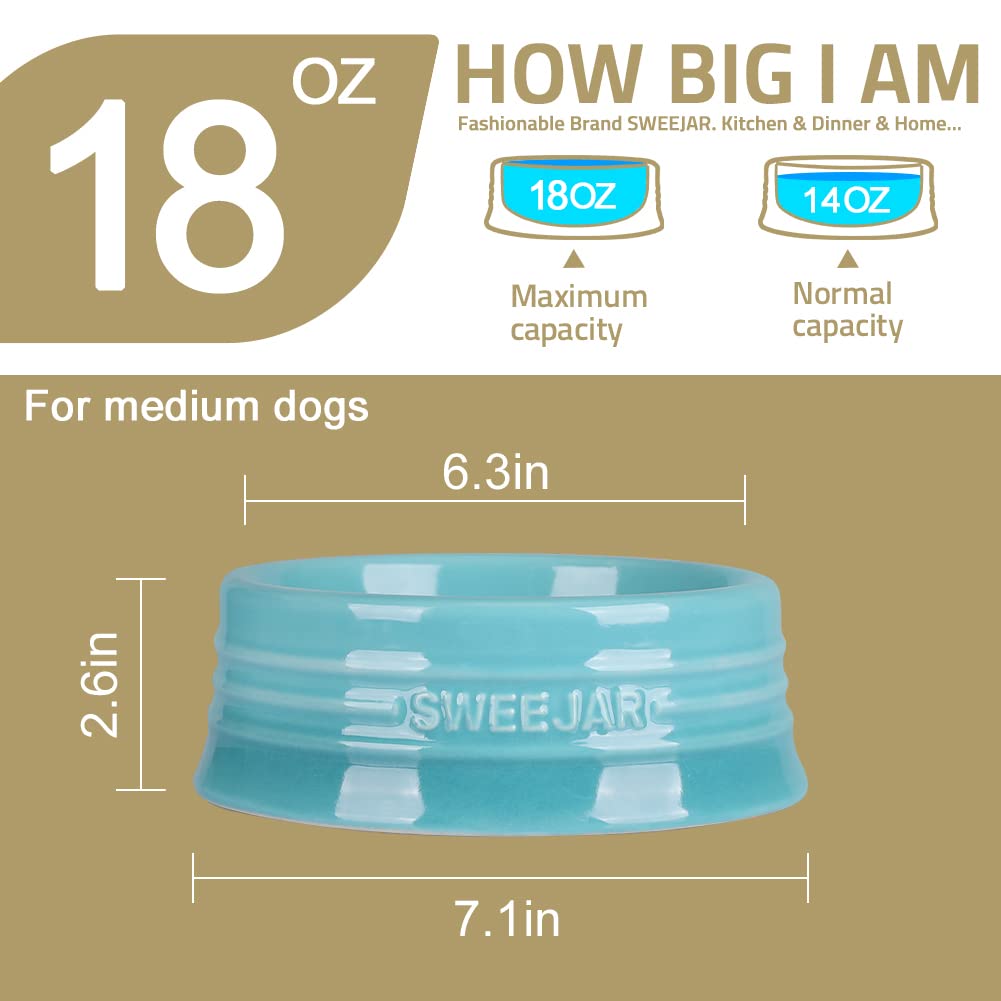 SWEEJAR Gradient Dog Bowl, Ceramic Dog Food Dish for Puppy and Large Dog, Porcelain Pet Bowl for Food and Water (Medium (18oz), Black)