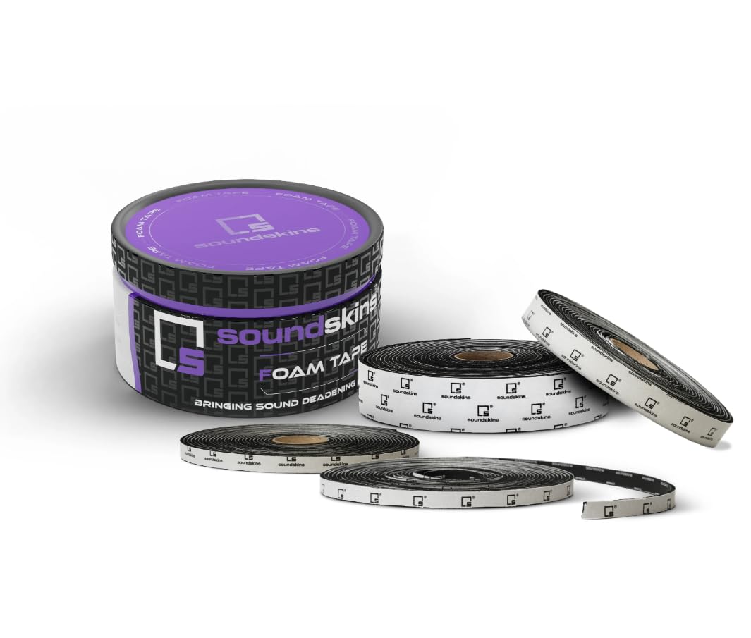 SoundSkins SSK-Tape Closed Cell Acoustic Foam Tape - 10.8sqft. from 4 Rolls (2", 1" 0.5" Wide) - Rattel Reduction and Optimum Durability