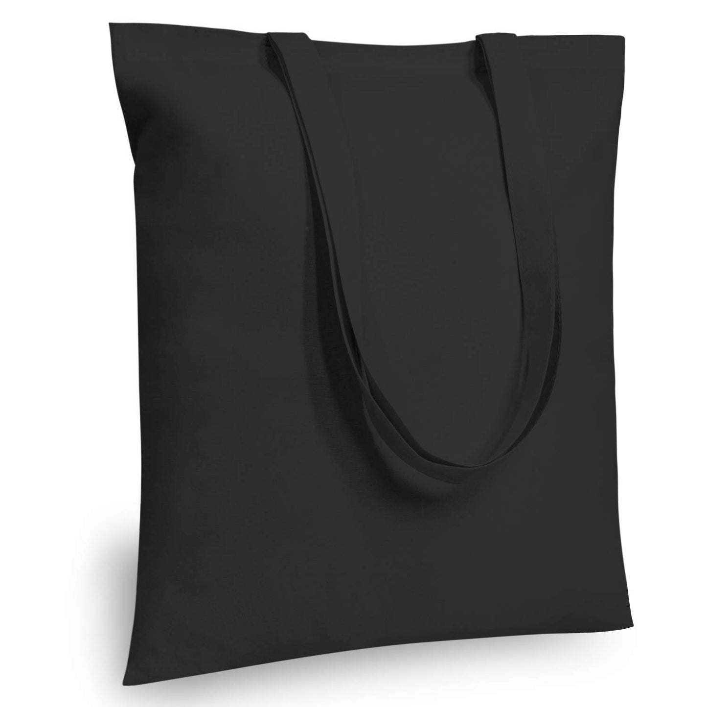 TOPDesign 24-Pack Economical 16"x15" Black Cotton Tote Bag, Lightweight Medium Reusable Grocery Shopping Cloth Bags, Suitable for DIY, Advertising, Promotion, Activity