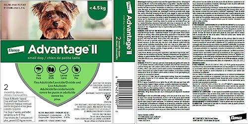 Advantage II Flea Treatment for Small Dogs weighing less than 4.5 kg (less than 10 lbs.)-2 doses