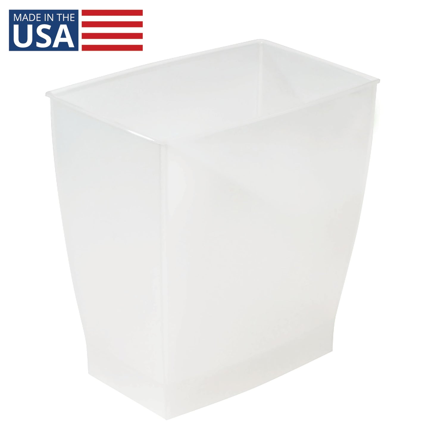 iDesign Spa Rectangular Trash Can, Waste Basket Garbage Can for Bathroom, Bedroom, Home Office, Dorm, College, 2.5 Gallon, Frost