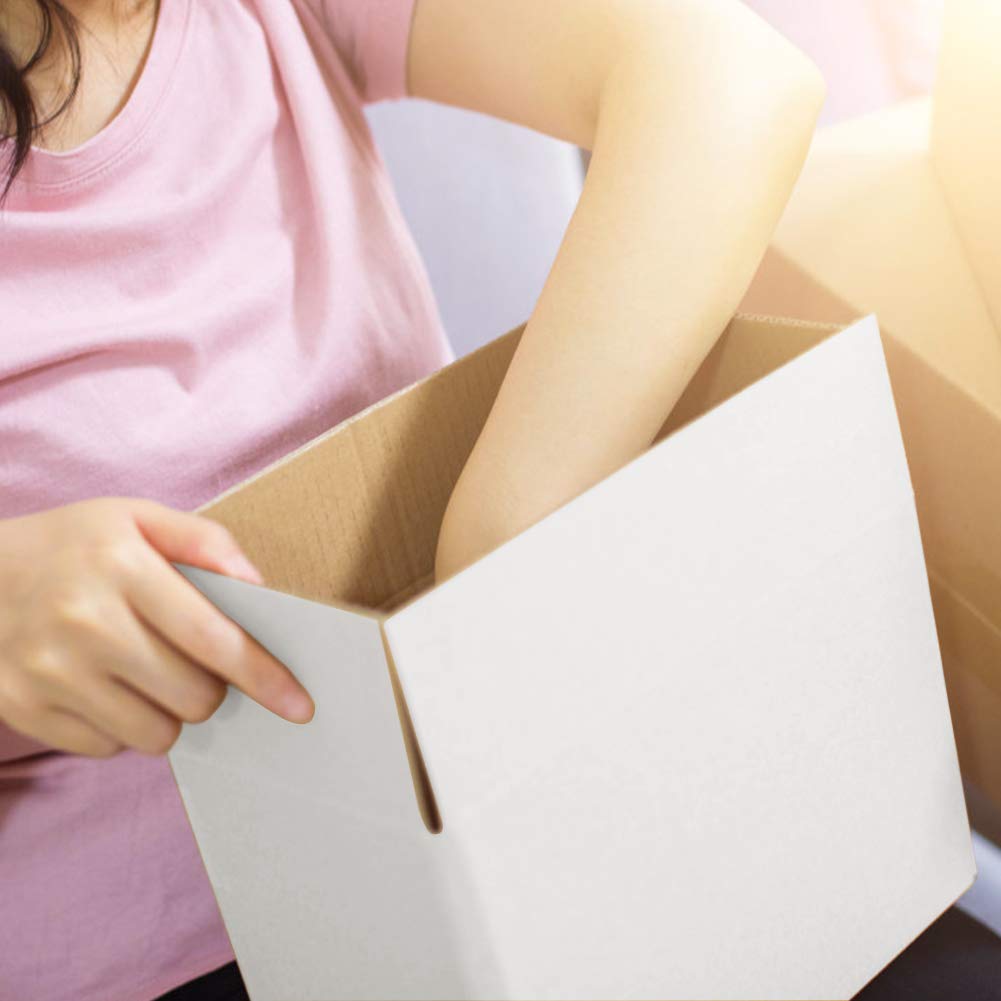 Calenzana 25 Pack 11x6x6 Shipping Boxes, White Corrugated Cardboard Box for Mailing Packing Gifts