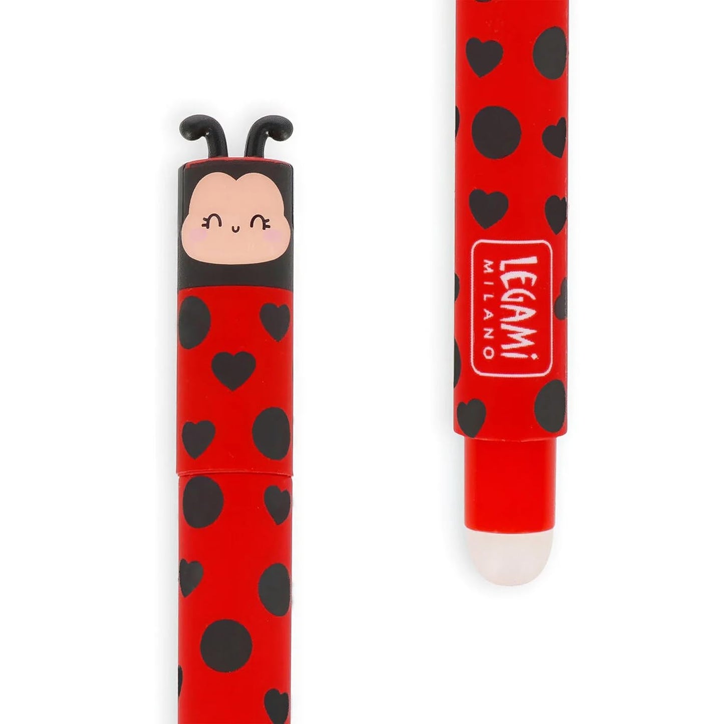 LEGAMI - Set of 15 Erasable Gel Pens with Thermosensitive Erase Ink, Range of ink colours & barrel designs, 0.7mm Tip, Animal Designs, Ladybug, Monster, Tiger, and Farmyard