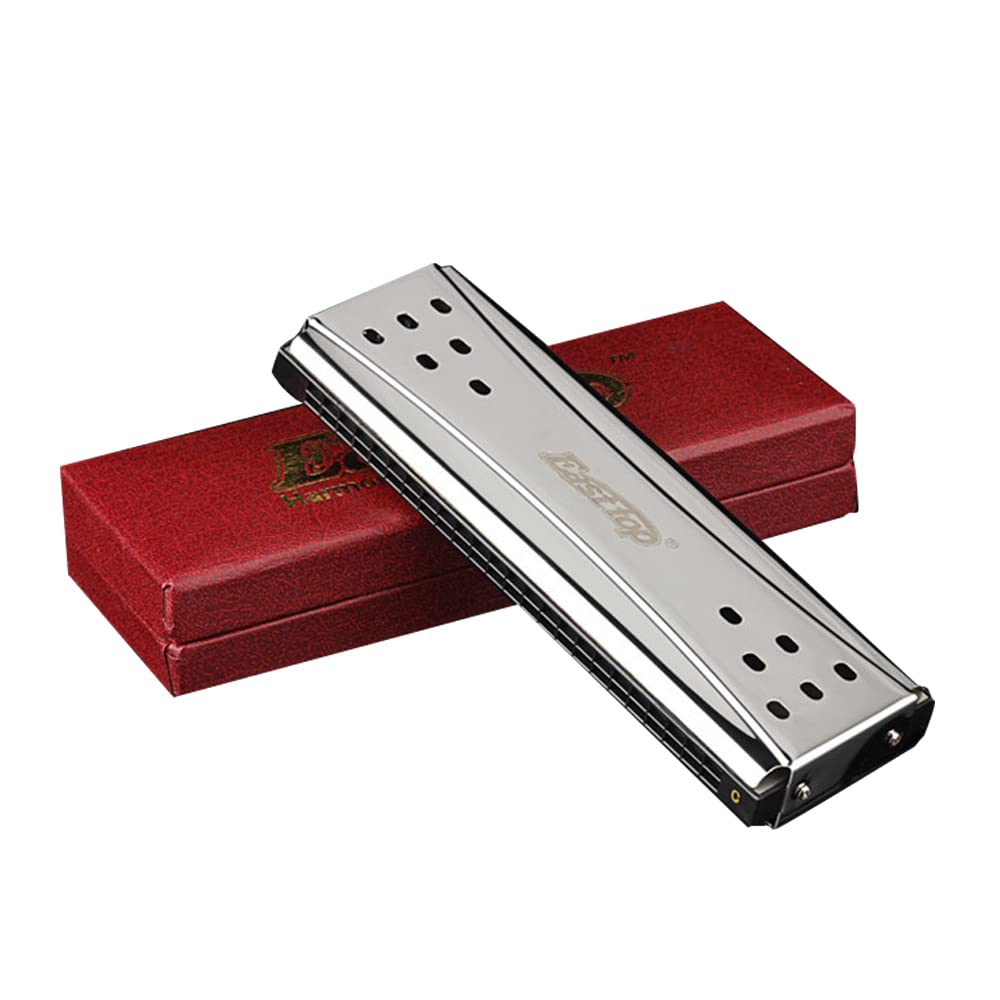 Selected Reeds 24Holes Double-sided Double-tone Harmonica, Advanced C-tone G-tone Polyphonic Harmonica for Beginners, Adults and Students with Wooden Box (24holes)