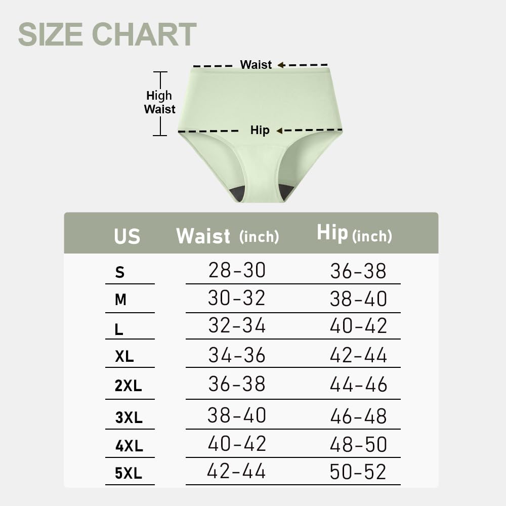 BATTEWA Incontinence Underwear for Women Washable, Leak Proof Underwear High Waist Cotton,Bladder Leakage 50ML (5Beige, Large, 5 Pack)