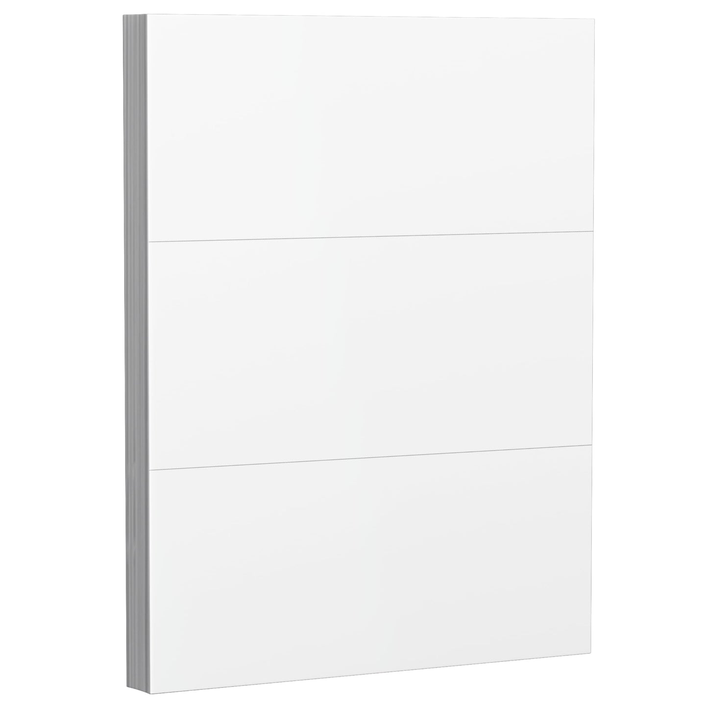Reskid 50-Sheet Pack Of 110lb White Cardstock Thick Perforated Paper, 8.5x11 With 3 Per Page - 3.66x8.5 - Blank Heavy Weight Cover Card Stock - 50 Sheets With 150 Cards (3up - 3.66x8.5)