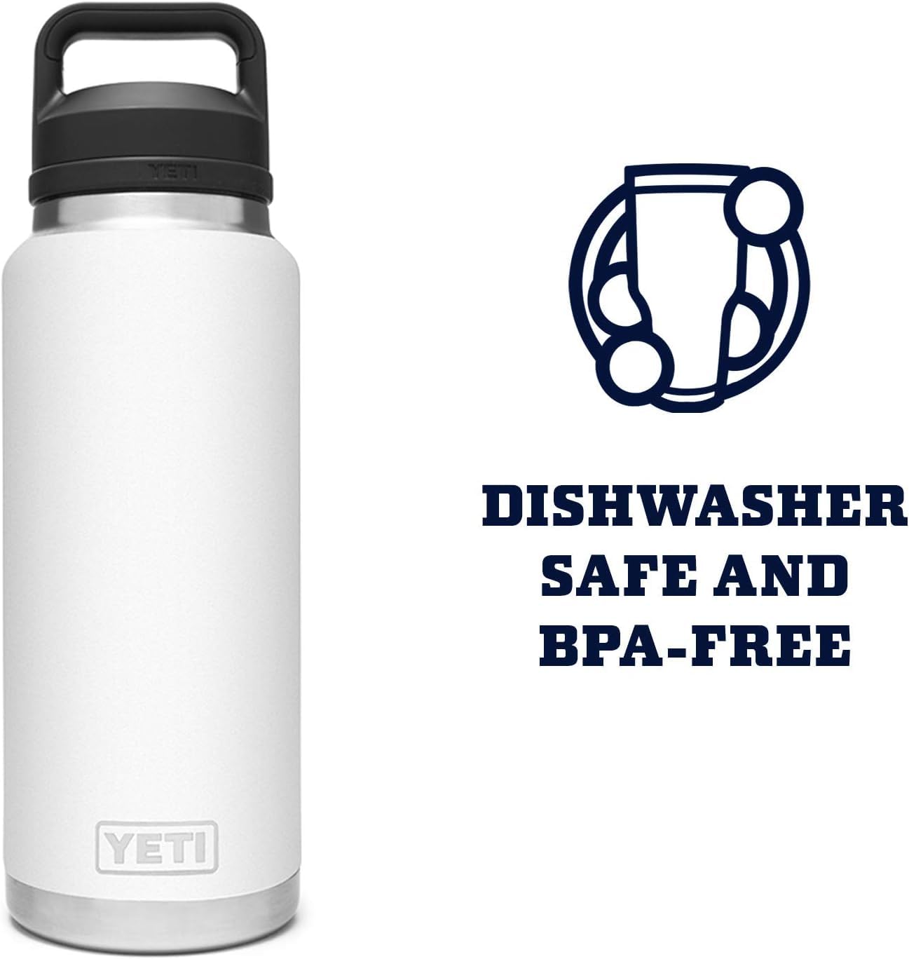 YETI Rambler 36 oz Bottle, Leakproof, Vacuum Insulated, Stainless Steel with Chug Cap, Rescue Red
