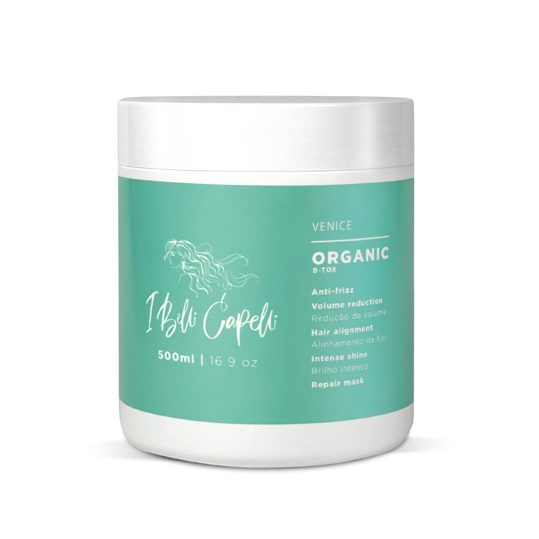 I Belli Capelli Venice Hair B-tox Organic - B-tox Capilar Para El Cabello - Organic & Natural Brazilian Keratin Treatment - Anti-Frizz, Volume Reduction, Smoothing- Argan Oil, Collagen-17.7 oz/500 g