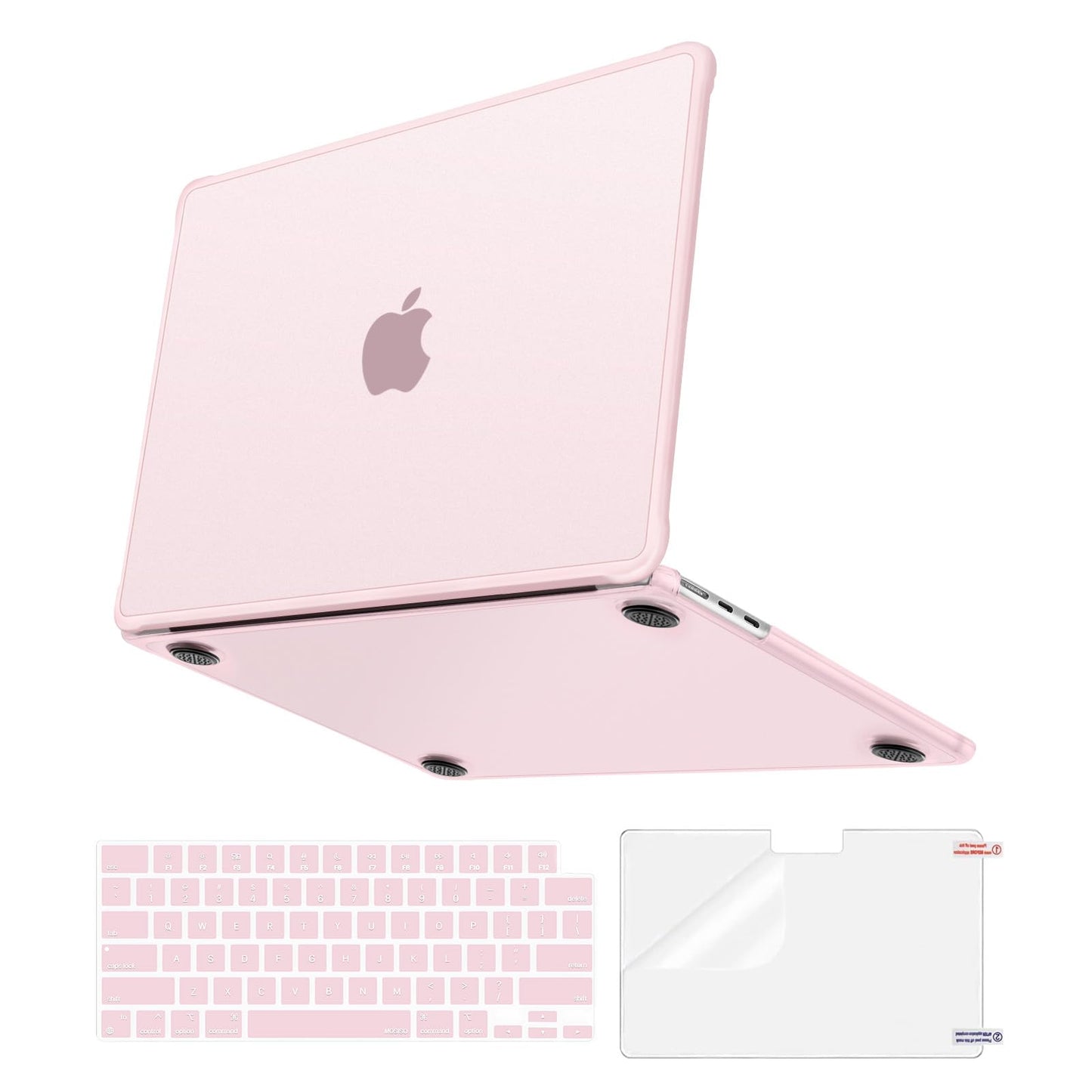 MOSISO Anti-Crack Slimness Case for MacBook Air 13 inch M5 M4 M3 M2 2026-2022 A3449 A3240 A3113 A2681,3 in 1 Kit Anti-Fingerprints Reinforced TPU Bumper Hard Shell for MacBook Air 13.6, Pink