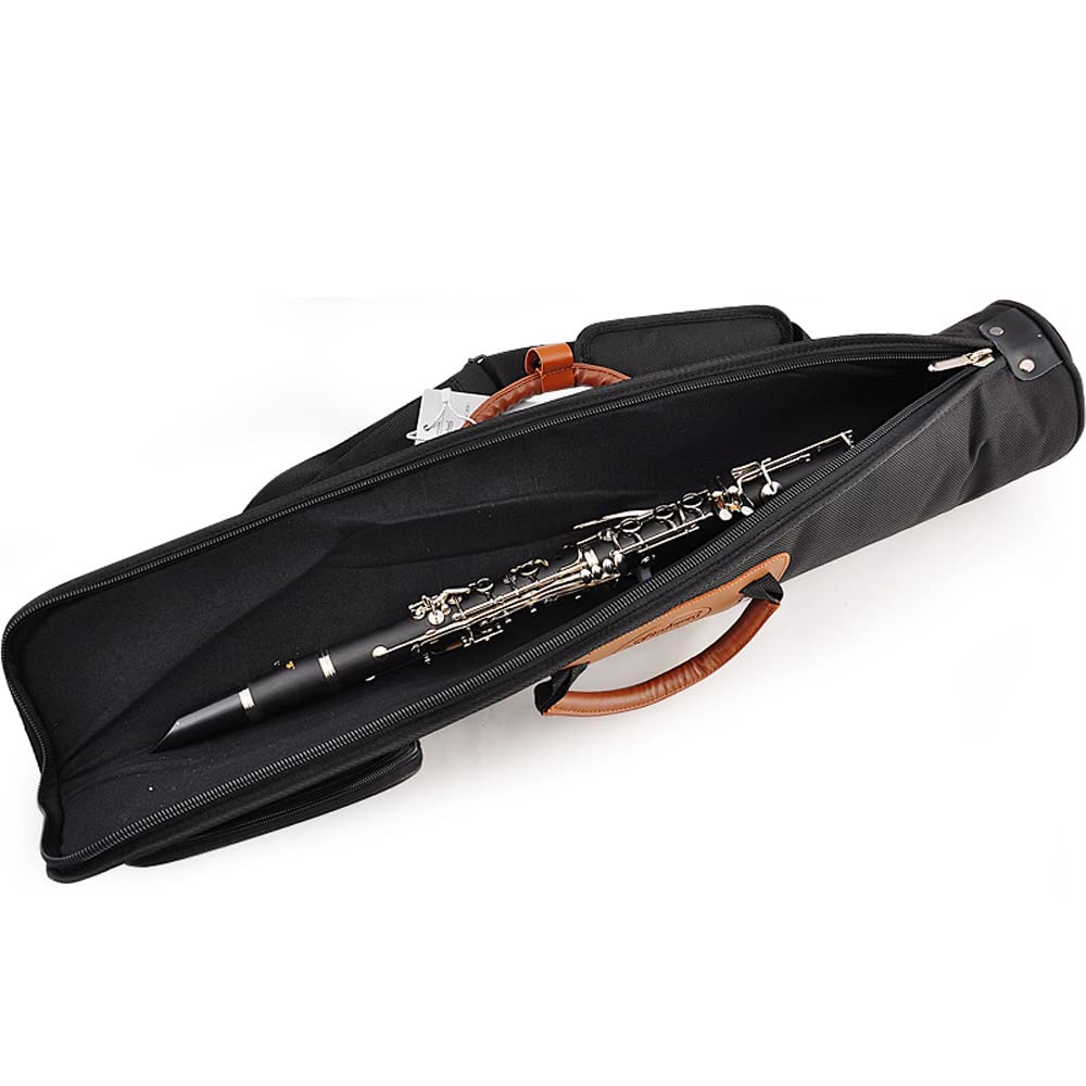 Soprano Saxophone Bag 1200D Water-resistant Oxford Cloth Adjustable Padding Straps with Pocket,15mm Cotton Padded, Clarinet Bag