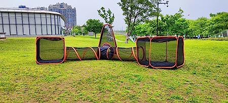 6 in 1 Pet Cat and Dog Tunnel Tent Foldable Pet Tent Outdoor Pop Up Pet Playpen Cage Fences House (Styles 5)