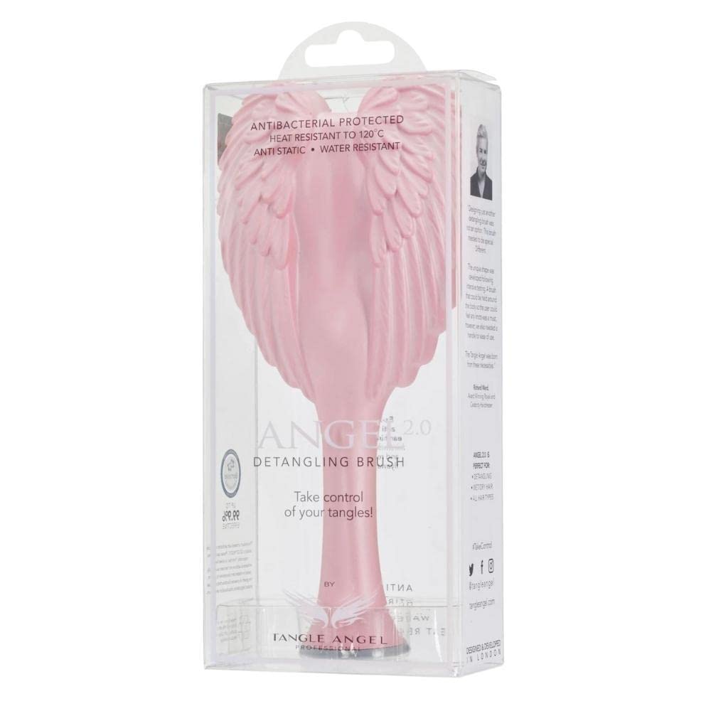 Detangling Hair Brush - Anti Static Angel Wing Hair Brush with Soft & Flexible Bristle for Straight & Wavy Hair - Tangle Angel Hair Detangler Brushes for Blow Drying & Shower - Matt Satin Pink