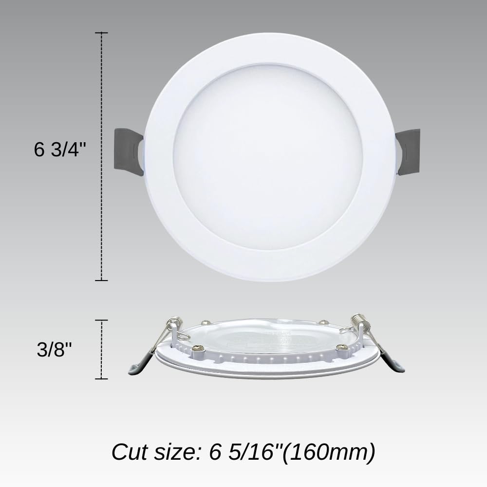 RS 6Inch 5CCT LED Recessed Light, 12W, Up to 1000LM, Dimmable, IC Rated, 2700K-3000K-3500K-4000K-5000K, Adjustable& Rotatable, Energy Star, ETL, Damp Location (6 Inch White Trim, Pack of 6)