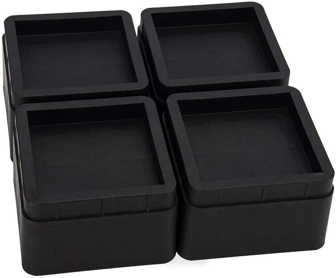 Teabelle 4 Pack Black Stackable Bed and Furniture Risers 3 Inch Heavy Duty Bed Lifts for Sofa Couch Chair Table Additional 3 or 6 Inch Height or Storage, Gift for Mothers Day