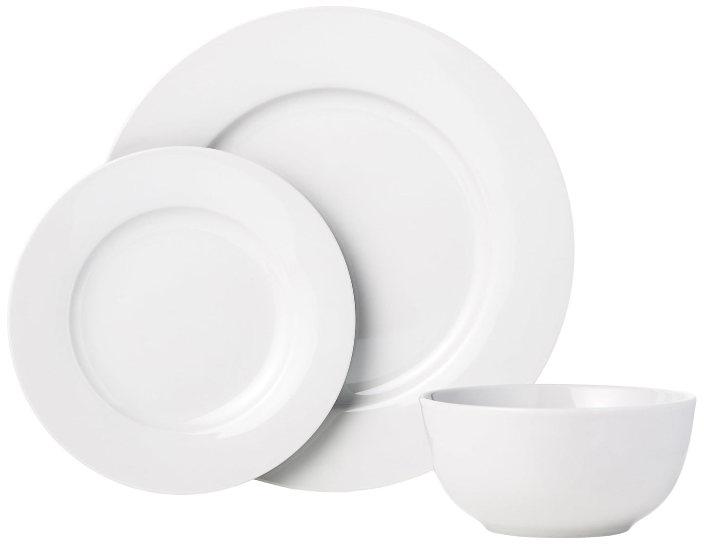 Amazon Basics 18-Piece White Dinnerware Set, Dishes, Bowls, Service for 6