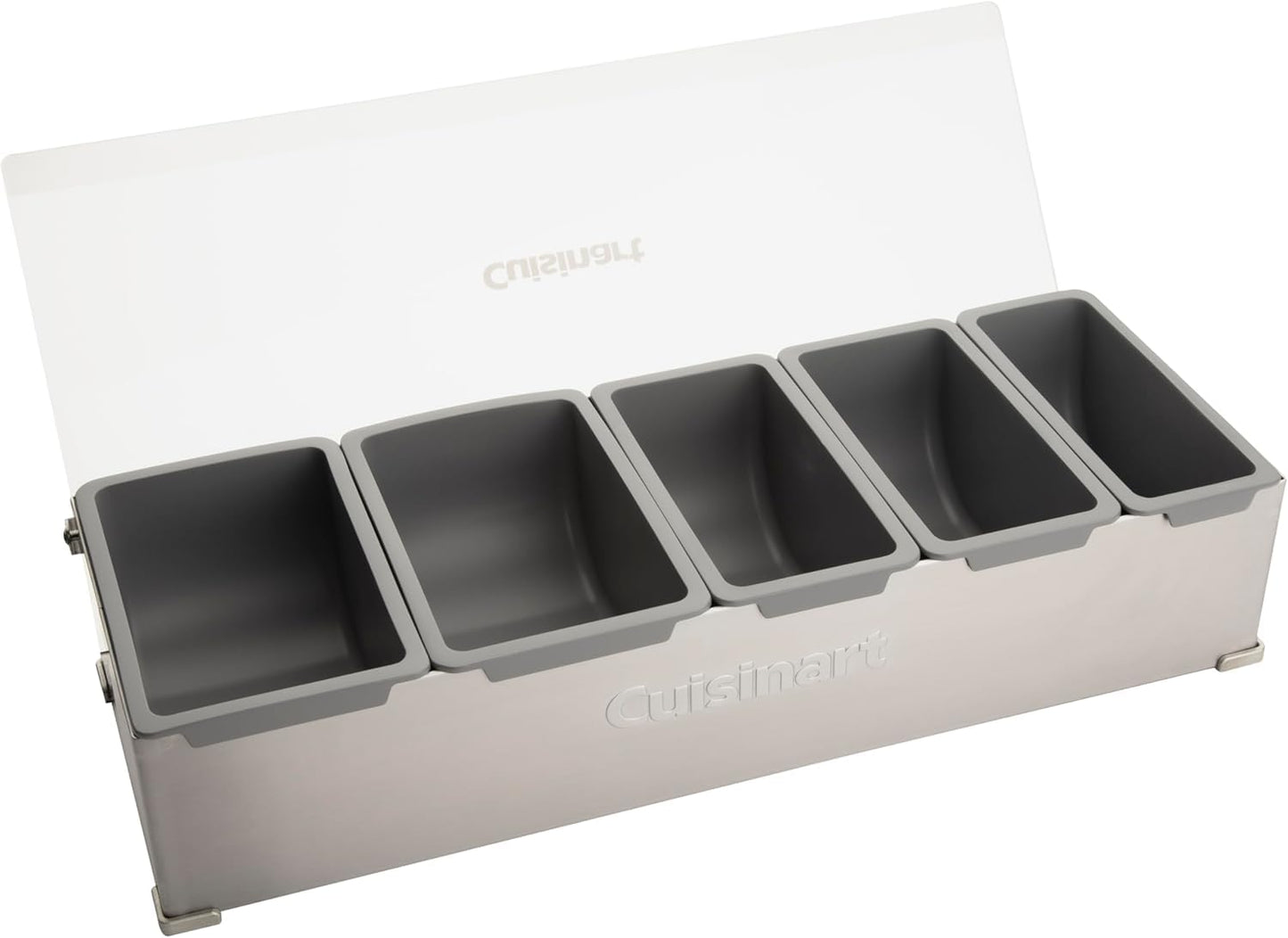 Cuisinart Condiment and Topping Station, Food Containers with Translucent Lid, Stainless Steel (CPS-617AC)