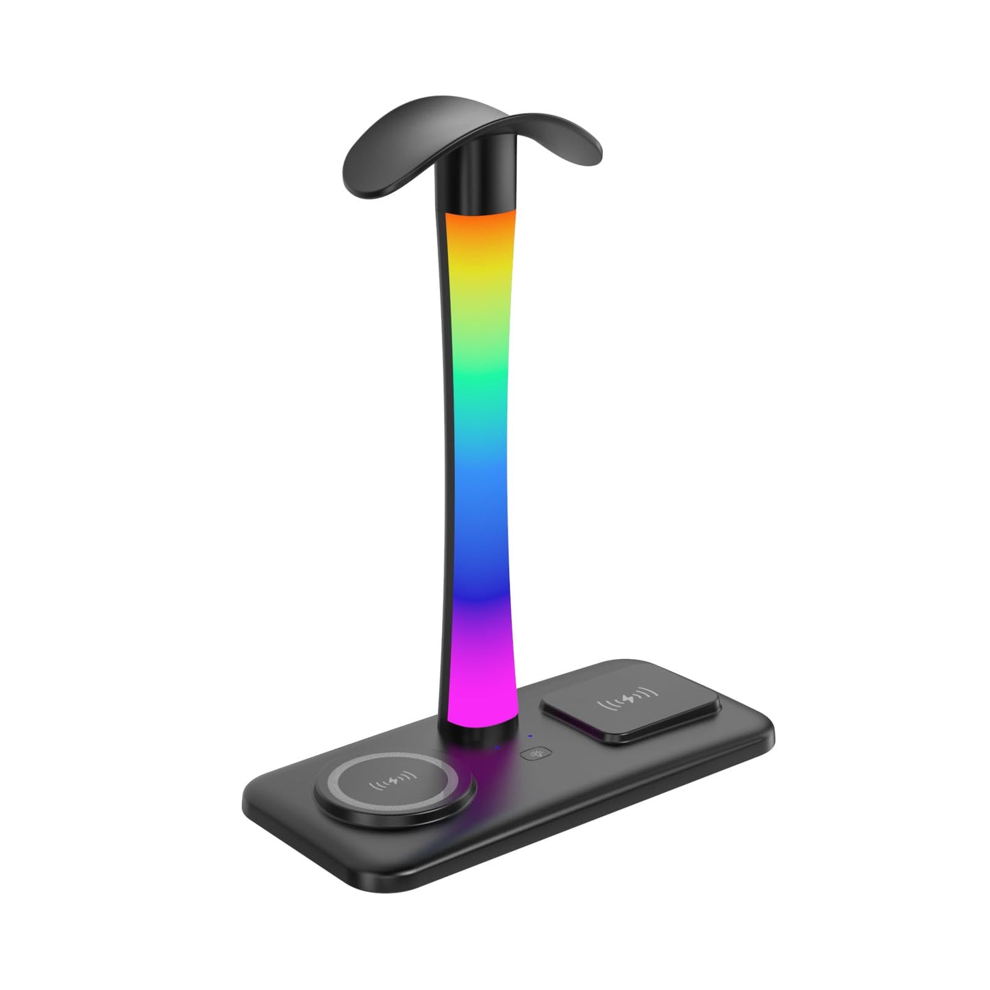 Headphone Stand with Wireless Charger,Gaming Headset Stand with RGB Light Mode,For Airpod Max Stand Compatible with Airpod Pro/3/2,For iPhone 17/16/15/14/13/12/11,Gifts for Gamers & Music Lover(Black)
