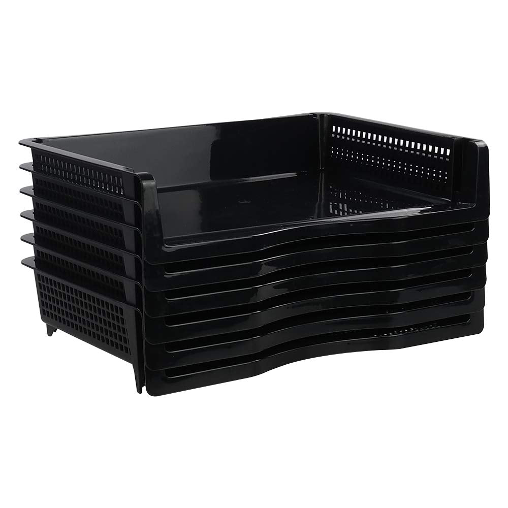 Minekkyes Stackable Office Tray, 6 Tier Document Letter Tray Organizer, Black Stacking Tray