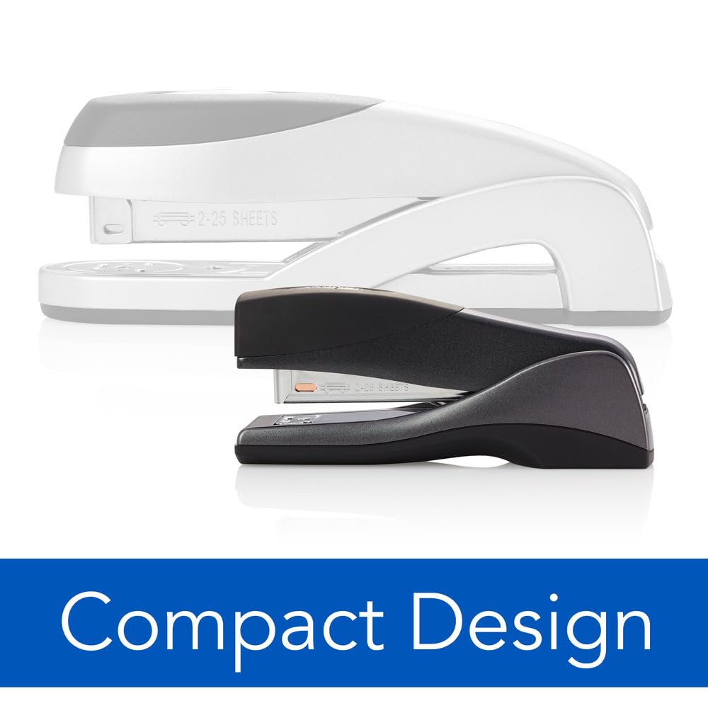 Swingline Optima Jam Free Grip Hand Held Compact Stapler, Half Strip, Black Graphite, 25-Sheet Capacity (7471187815)