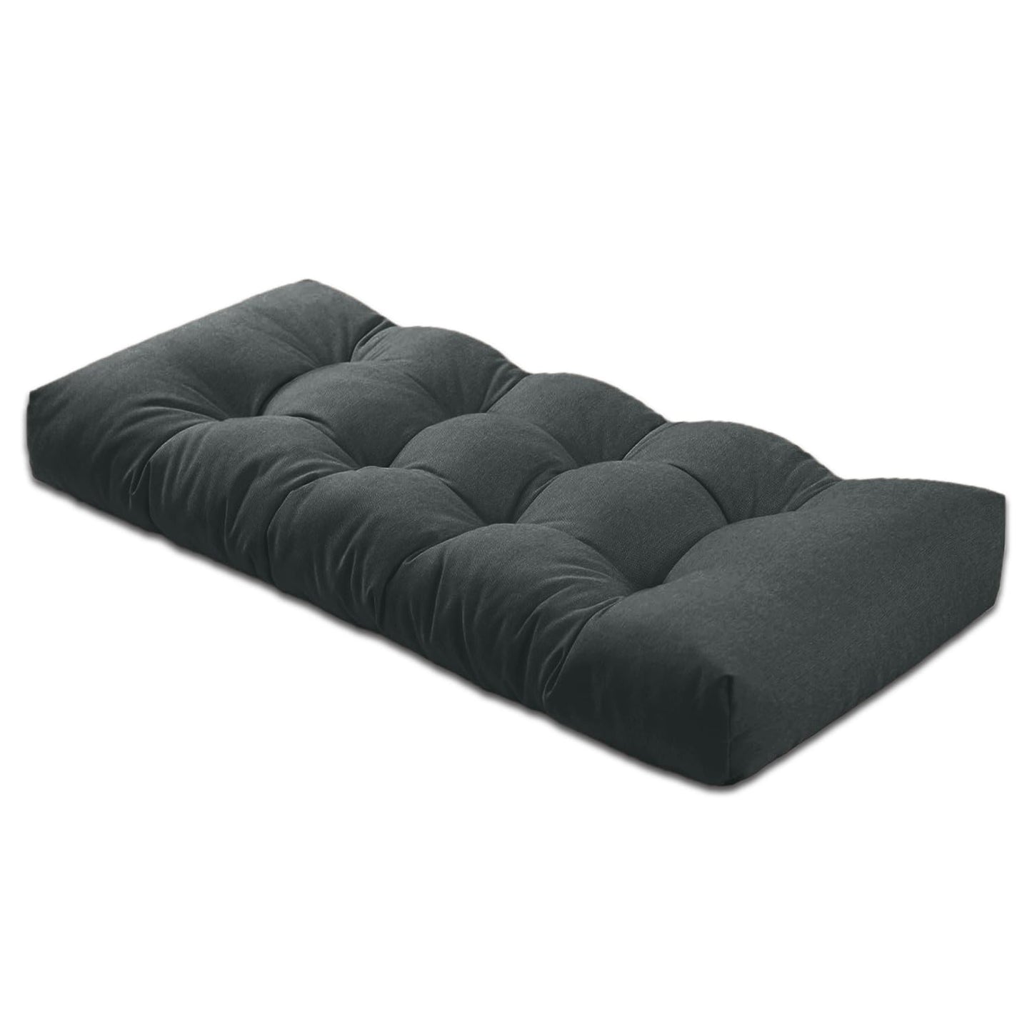 ThinMay Bench Cushion 30 inches,Indoor/Outdoor Non-Slip Tufted Cushions, Premium Waterproof Linen, Soft Piano Sofa Cushions, Entryway Storage, Bay Window, High-Density Memory Foam(Black-30x14x4in)