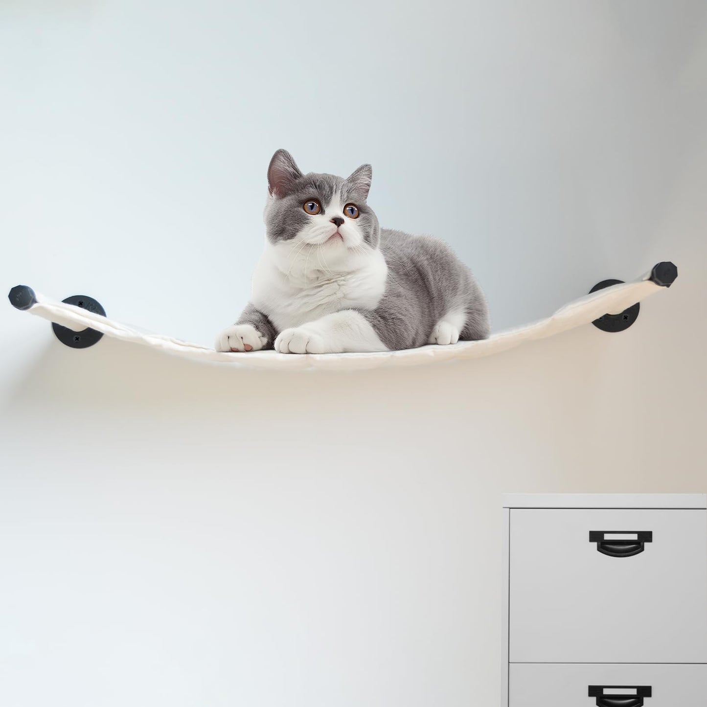 XIFOWE Cat Hammock Wall Mounted, 35.43 x 12.99 inch Wall Mounted Cat Shelves, Metal Brackets cat Beds for Sleeping, Playing, Climbing and Resting Stabilized Wall Furniture for Large Cats or Kitty