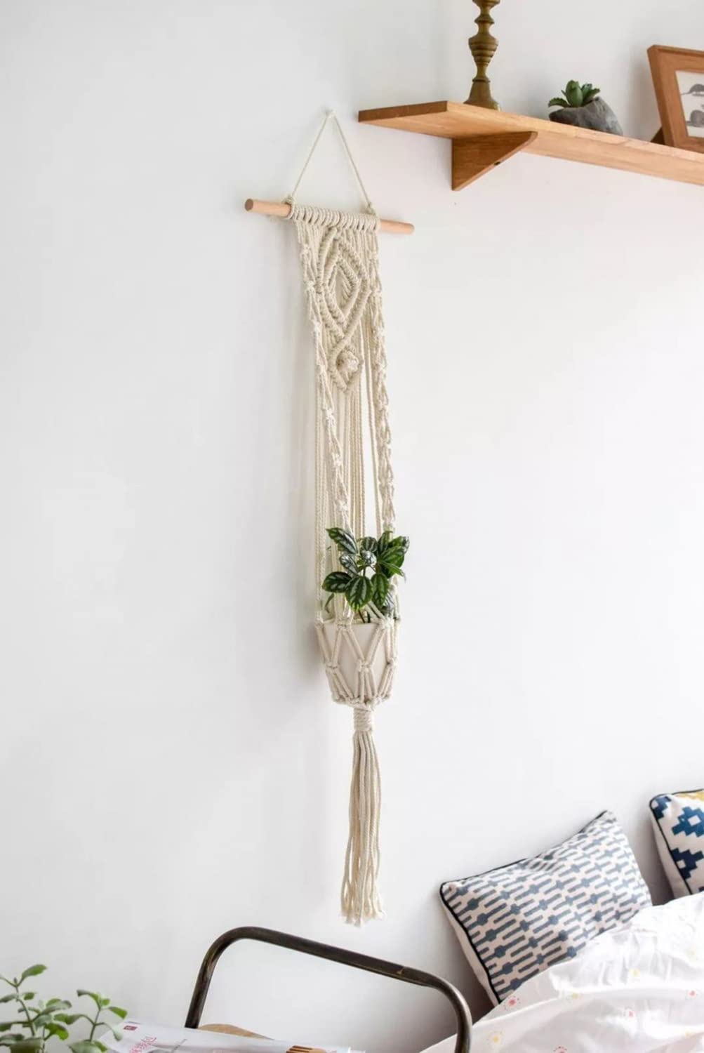 5 Pack Macrame Plant Hangers Hanging Planter, Cotton Rope Hanging Plant Holders Decorative Flower Pots Indoor Outdoor Boho Home Decor (5 Size and 10 Hooks)