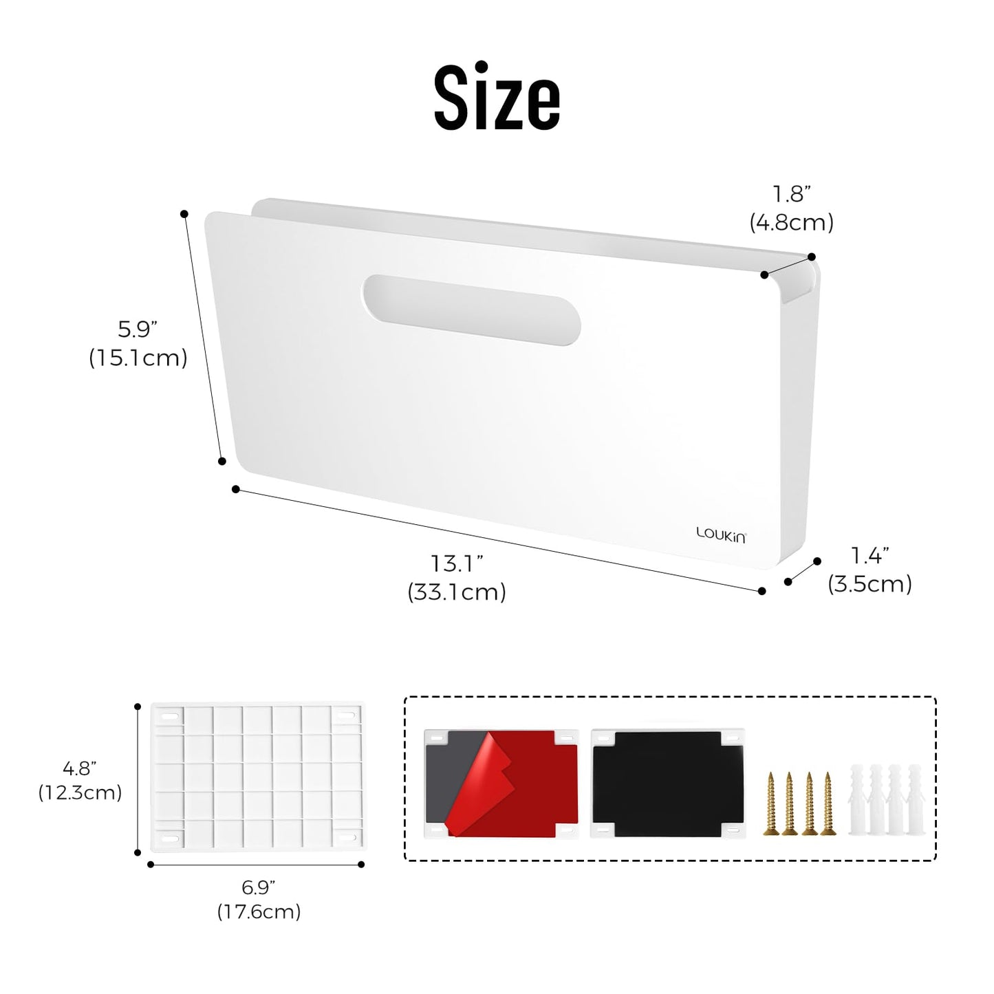 LOUKIN Magnetic Wall File Holder, No Drilling Porte Document Mural Organizer for Whiteboard, Refrigerator, File Cabinets, Office Wall File Organizer for Mail, Paper, Documents, Letters (White)